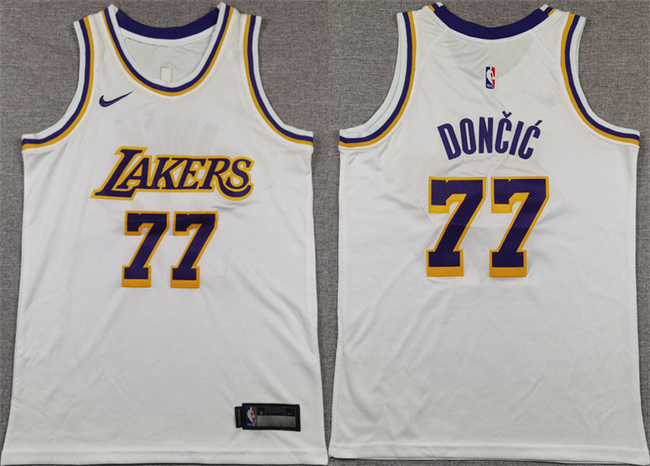 Personalized Youth Los Angeles Lakers #77 Luka Doncic White 2025 Association Edition Stitched Basketball Jersey