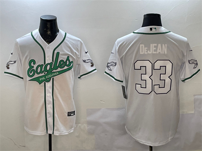 Personalized Men’s Philadelphia Eagles #33 Cooper DeJean White Cool Base Stitched Baseball Jersey