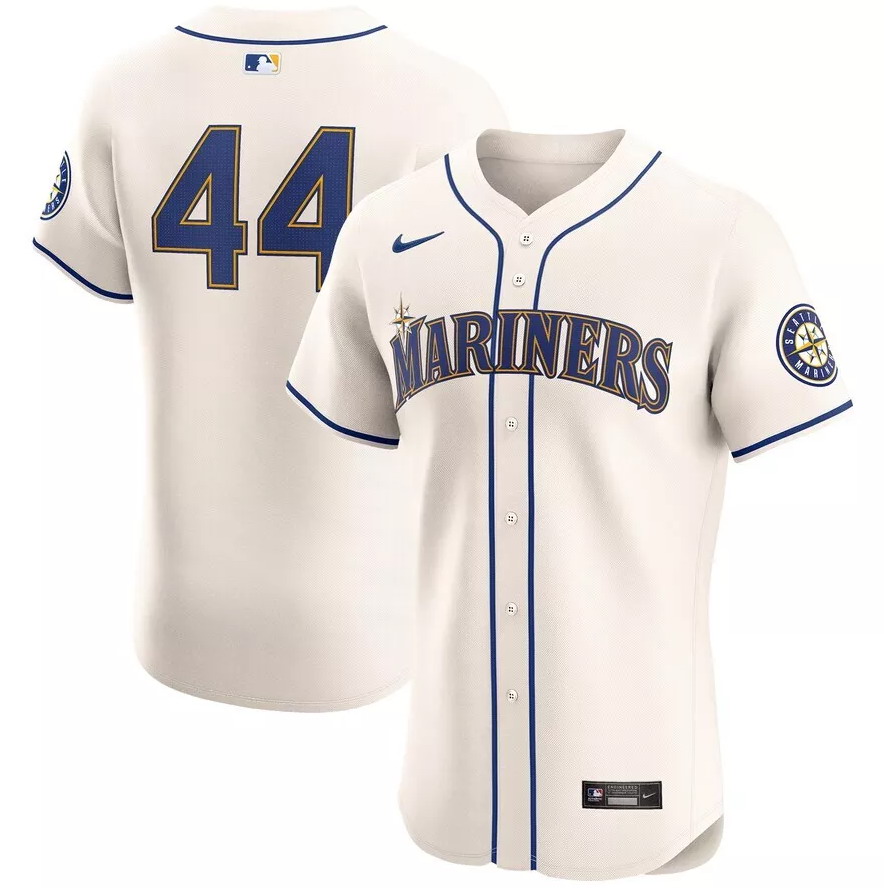 Personalized Men’s Seattle Mariners #44 Julio Rodriguez Cream Cool Base Stitched Jersey