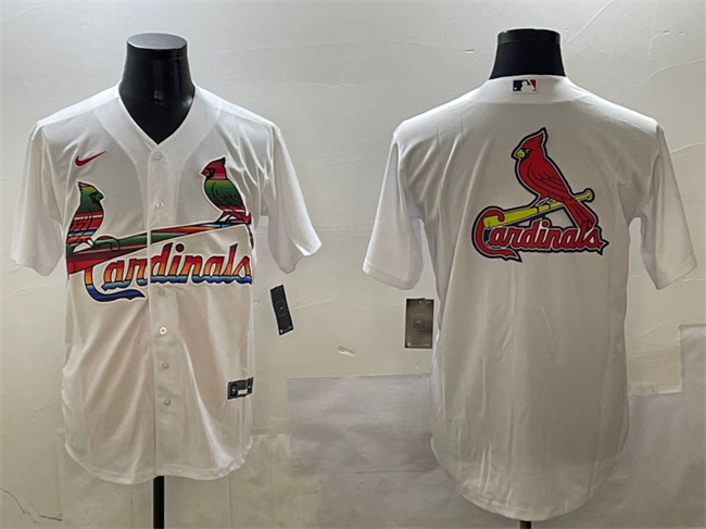 Personalized Men’s St. Louis Cardinals Team Big Logo White Cool Base Stitched Baseball Jerseys