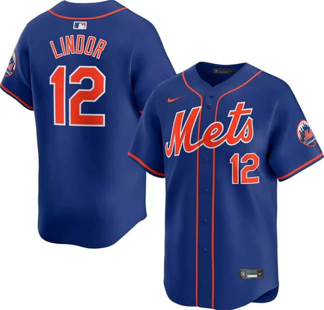 Personalized Men’s New York Mets #12 Francisco Lindor Royal 2024 Alternate Limited Stitched Baseball Jersey