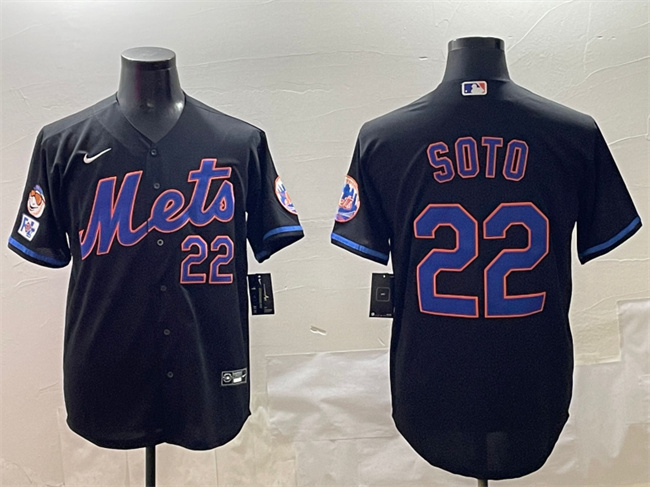 Personalized Men’s New York Mets #22 Juan Soto Black 2025 Spring Training Cool Base Stitched Baseball Jersey