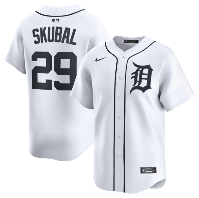 Personalized Men’s Detroit Tigers #29 Tarik Skubal White 2024 Home Limited Stitched Baseball Jersey
