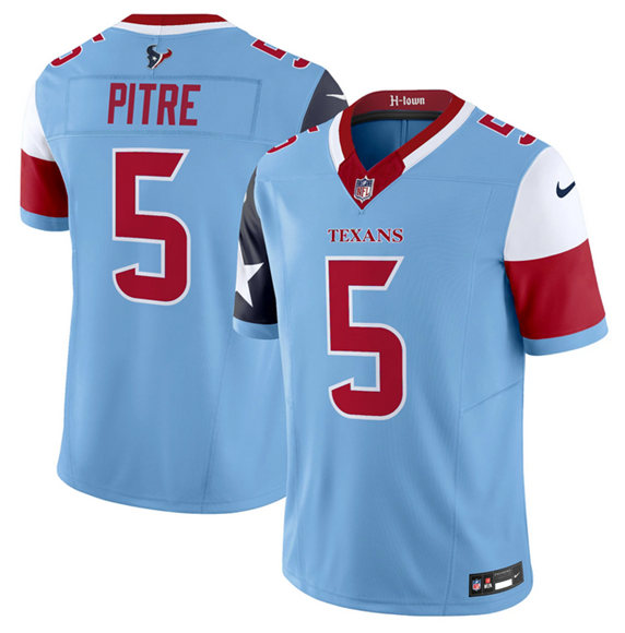 Personalized Men’s Houston Texans #5 Jalen Pitre Blue 2024 F.U.S.E. V5 Limited Stitched Football Jersey