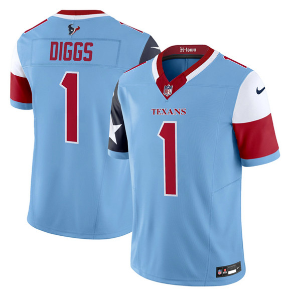 Personalized Men’s Houston Texans #1 Stefon Diggs Blue 2024 F.U.S.E. V5 Limited Stitched Football Jersey