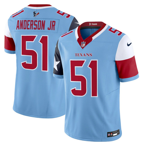 Personalized Men’s Houston Texans #51 Will Anderson Jr. Blue 2024 F.U.S.E. V5 Limited Stitched Football Jersey