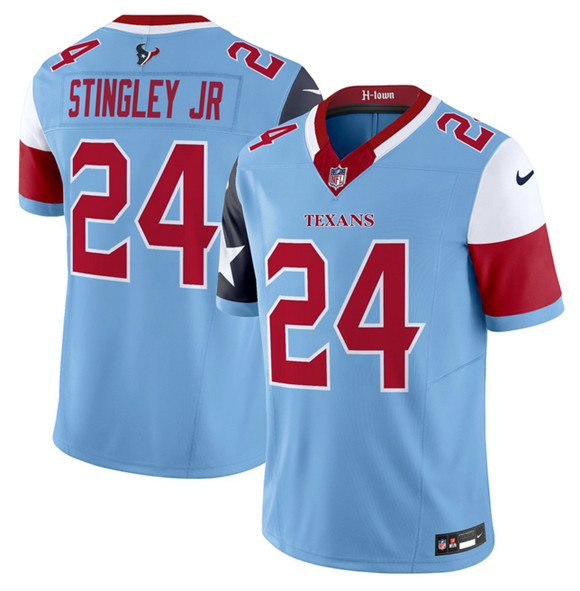 Personalized Men’s Houston Texans #24 Derek Stingley Jr. Blue 2024 F.U.S.E. V5 Limited Stitched Football Jersey