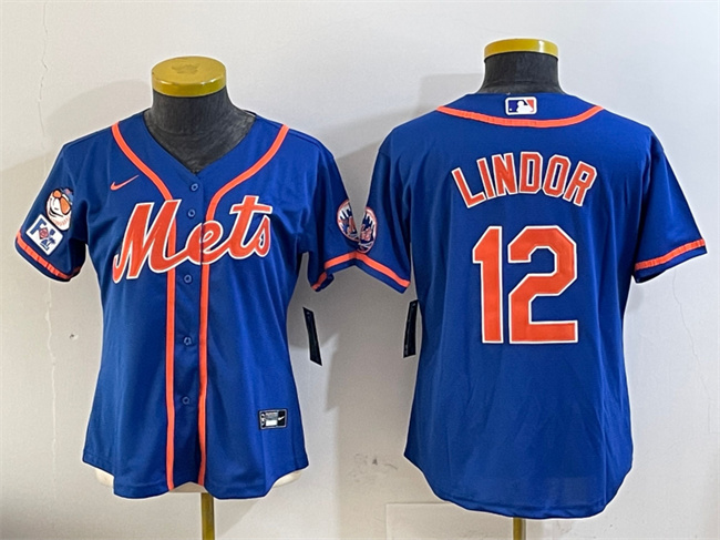 Personalized Women’s New York Mets #12 Francisco Lindor Royal 2025 Spring Training Cool Base Stitched Baseball Jersey(Run Small)
