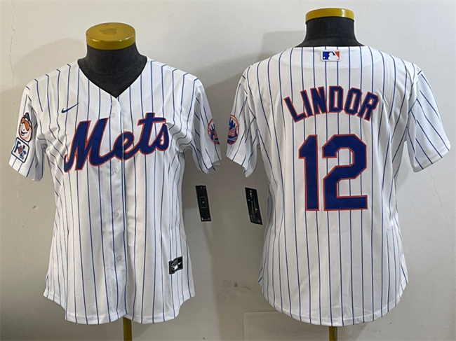 Personalized Women’s New York Mets #12 Francisco Lindor White 2025 Spring Training Cool Base Stitched Baseball Jersey(Run Small)