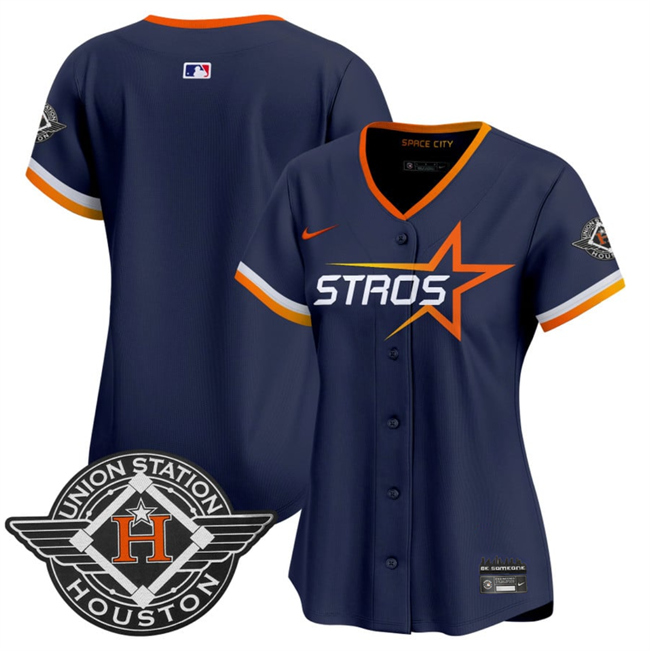 Personalized Women’s Houston Astros Blank Navy 2025 City Connect Limited Stitched Baseball Jersey(Run Small)