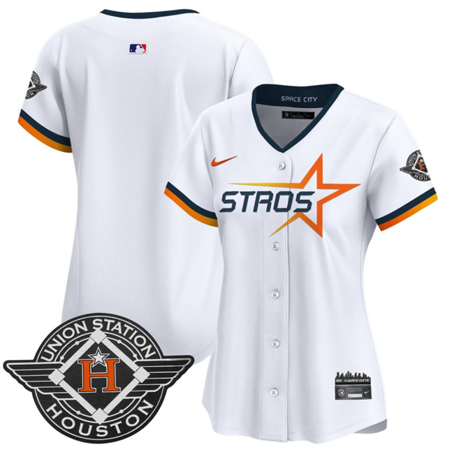 Personalized Women’s Houston Astros Blank White 2025 City Connect Limited Stitched Baseball Jersey(Run Small)