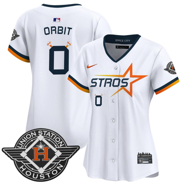 Personalized Women’s Houston Astros #0 Orbit White 2025 City Connect Limited Stitched Baseball Jersey(Run Small)