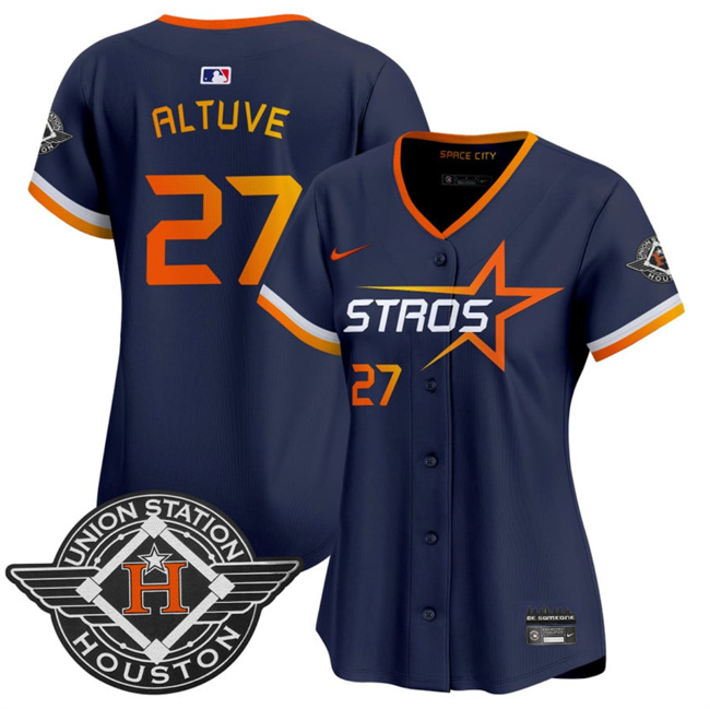 Personalized Women’s Houston Astros #27 Jose Altuve Navy 2025 City Connect Limited Stitched Baseball Jersey(Run Small)