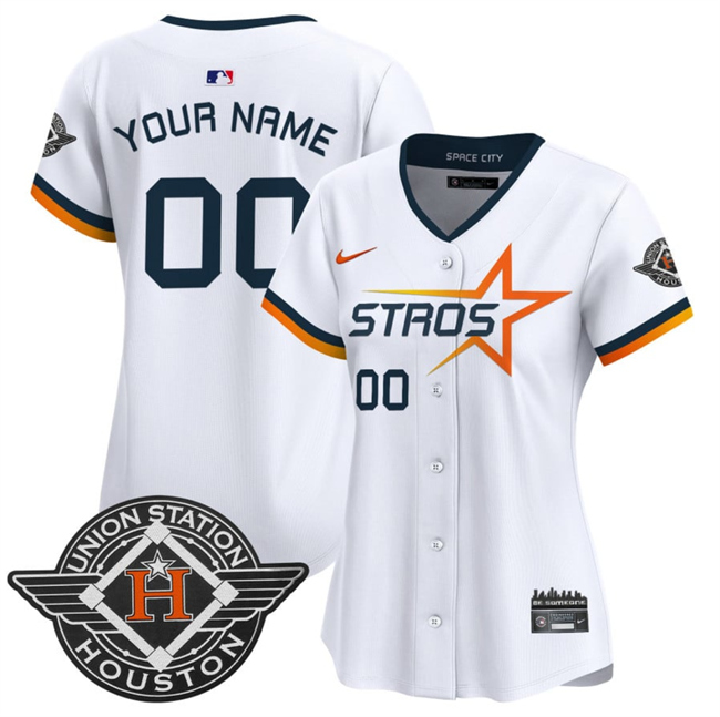 Personalized Women’s Houston Astros Active Player White 2025 City Connect Limited Stitched Baseball Jersey(Run Small)