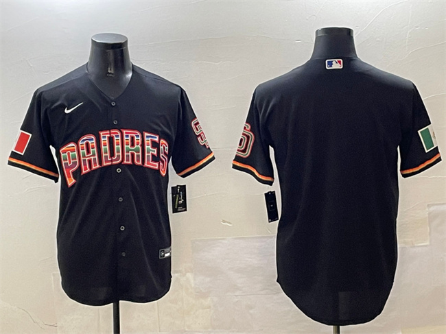 Personalized Men’s San Diego Padres Blank Black Mexico Cool Base Stitched Baseball Jersey