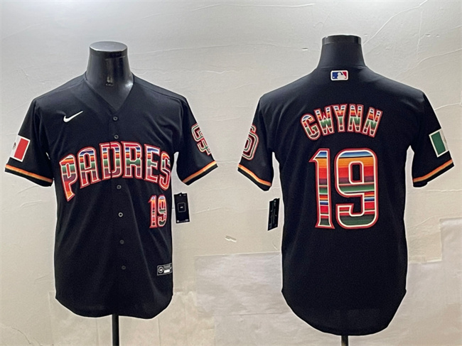 Personalized Men’s San Diego Padres #19 Tony Gwynn Black Mexico Cool Base Stitched Baseball Jersey