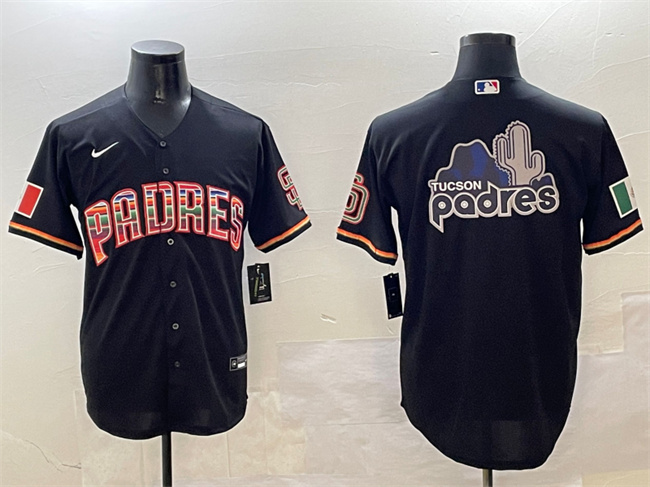 Personalized Men’s San Diego Padres Team Big Logo Black Mexico Cool Base Stitched Baseball Jerseys