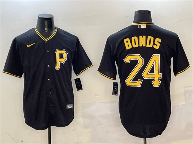 Personalized Men’s Pittsburgh Pirates #24 Barry Bonds Black Cool Base Stitched Baseball Jersey