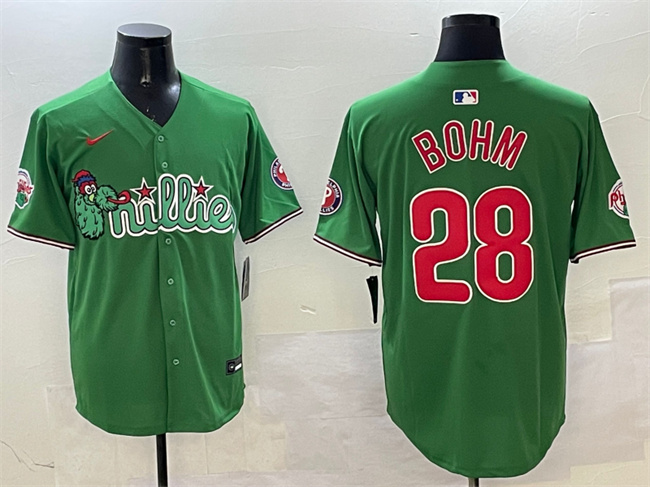 Personalized Men’s Philadelphia Phillies #28 Alec Bohm Green Phanatic Limited Stitched Jersey