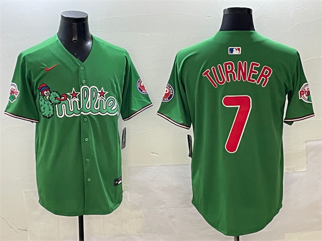 Personalized Men’s Philadelphia Phillies #7 Trea Turner Green Phanatic Limited Stitched Jersey