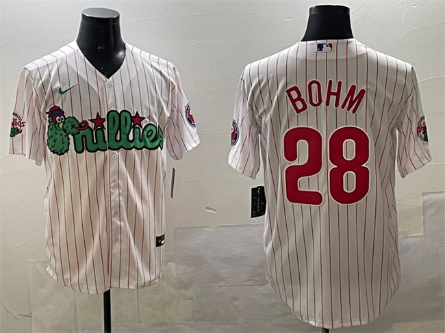 Personalized Men’s Philadelphia Phillies #28 Alec Bohm White Phanatic Cool Base Stitched Jersey