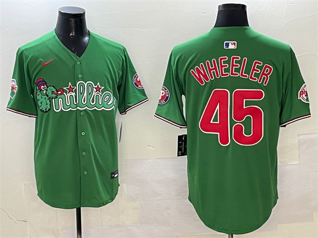 Personalized Men’s Philadelphia Phillies #45 Zack Wheeler Green Phanatic Limited Stitched Jersey