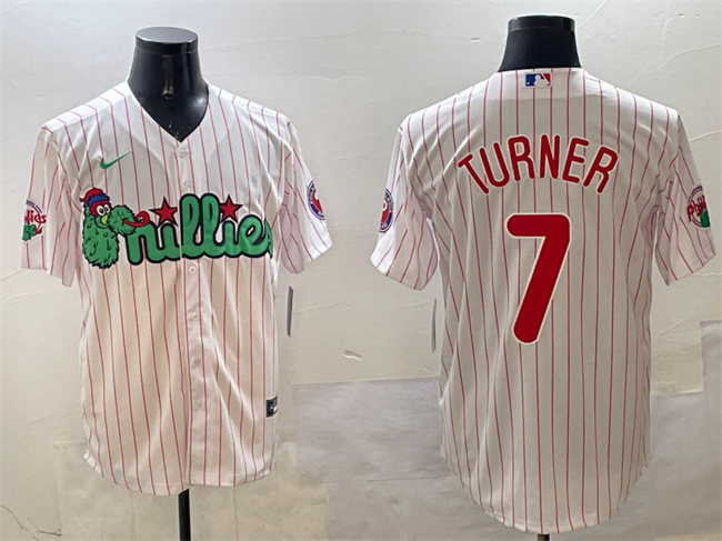 Personalized Men’s Philadelphia Phillies #7 Trea Turner White Phanatic Cool Base Stitched Jersey