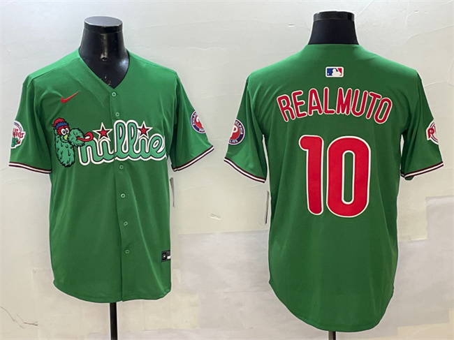 Personalized Men’s Philadelphia Phillies #10 J.T. Realmuto Green Phanatic Limited Stitched Jersey