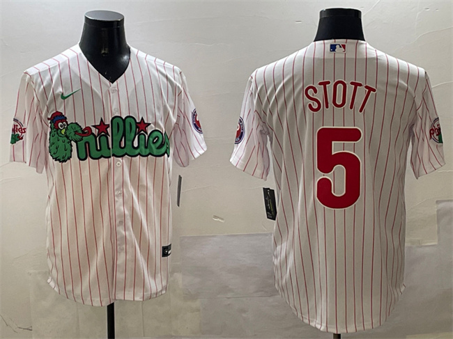Personalized Men’s Philadelphia Phillies #5 Bryson Stott White Phanatic Cool Base Stitched Jersey