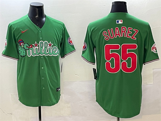 Personalized Men’s Philadelphia Phillies #55 Ranger Suarez Green Phanatic Limited Stitched Jersey