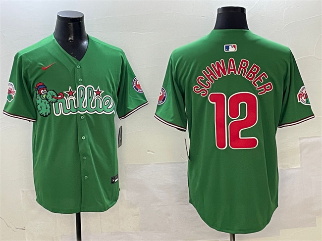 Personalized Men’s Philadelphia Phillies #12 Kyle Schwarber Green Phanatic Limited Stitched Jersey