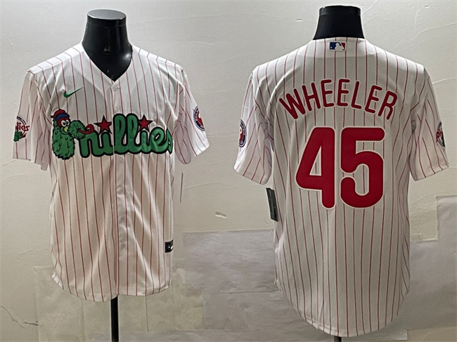 Personalized Men’s Philadelphia Phillies #45 Zack Wheeler White Phanatic Cool Base Stitched Jersey