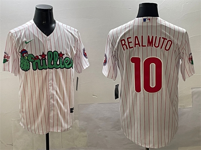 Personalized Men’s Philadelphia Phillies #10 J.T. Realmuto White Phanatic Cool Base Stitched Jersey