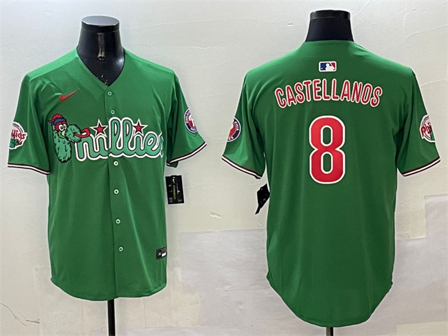 Personalized Men’s Philadelphia Phillies #8 Nick Castellanos Green Phanatic Limited Stitched Jersey