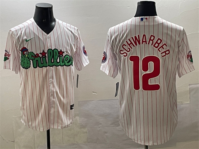 Personalized Men’s Philadelphia Phillies #12 Kyle Schwarber White Phanatic Cool Base Stitched Jersey
