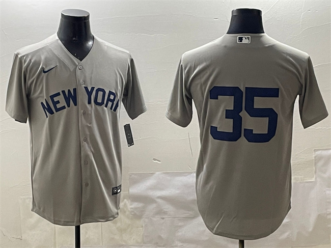 Personalized Men’s New York Yankees #35 Cody Bellinger Grey Cool Base Stitched Baseball Jersey