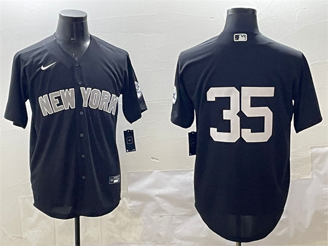 Personalized Men’s New York Yankees #35 Cody Bellinger Black Cool Base Stitched Baseball Jersey