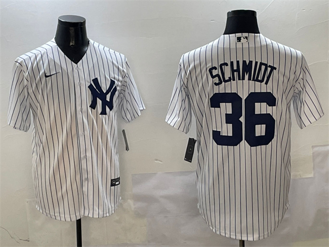 Personalized Men’s New York Yankees #36 Clarke Schmidt White Cool Base Stitched Baseball Jersey