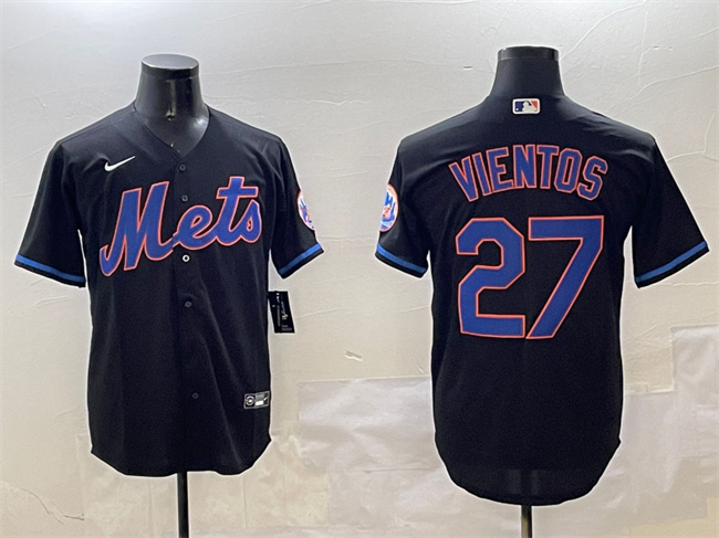 Personalized Men’s New York Mets #27 Mark Vientos Black Cool Base Stitched Baseball Jersey