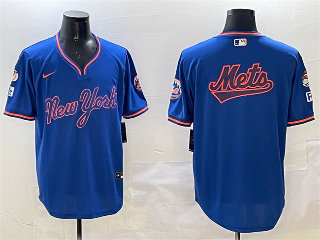 Personalized Men’s New York Mets Team Big Logo Royal 2025 Spring Training Stitched Baseball Jersey
