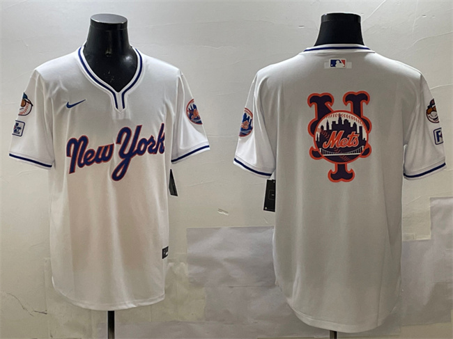 Personalized Men’s New York Mets Team Big Logo White 2025 Spring Training Stitched Baseball Jersey
