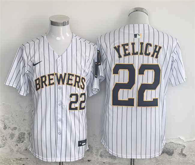 Personalized Men’s Milwaukee Brewers #22 Christian Yelich White Alternate Limited Stitched Jersey