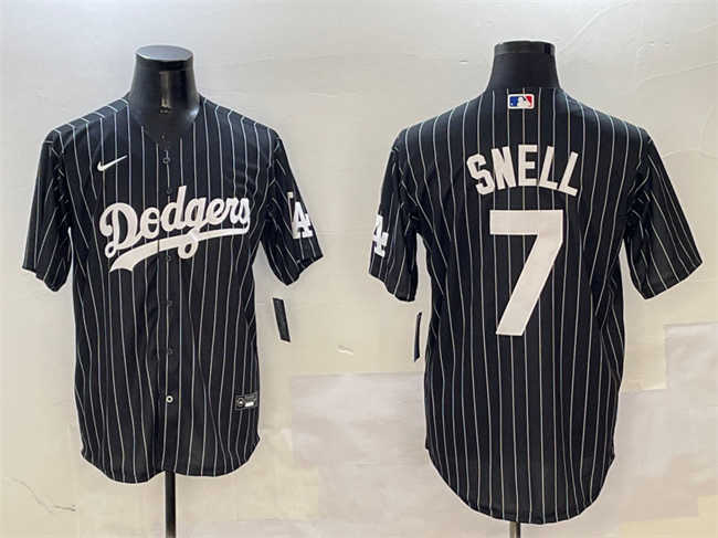 Personalized Men’s Los Angeles Dodgers #7 Blake Snell Black Cool Base Stitched Baseball Jersey