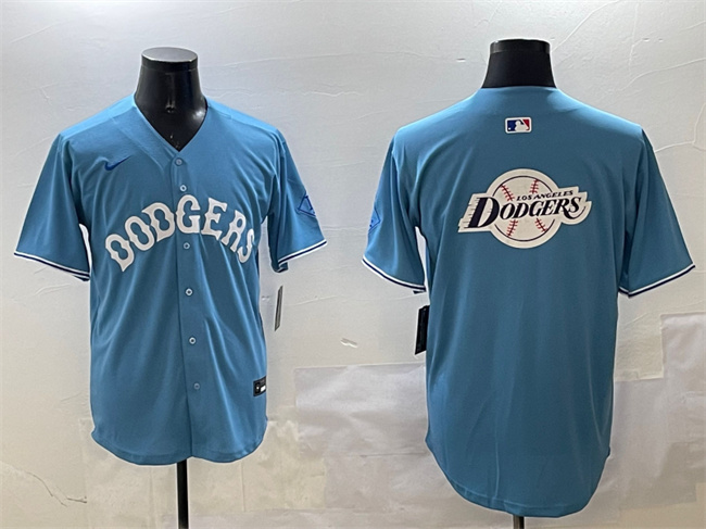 Personalized Men’s Los Angeles Dodgers Team Big Logo Light Blue Limited Stitched Baseball Jersey