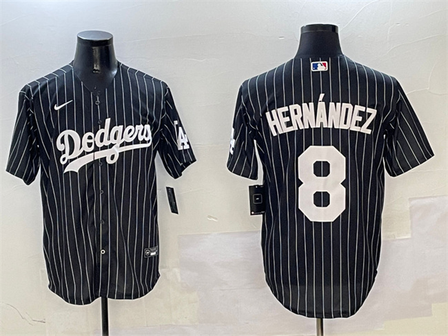 Personalized Men’s Los Angeles Dodgers #8 Enrique Hernandez Black Cool Base Stitched Baseball Jersey