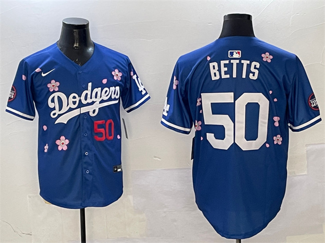 Personalized Men’s Los Angeles Dodgers #50 Mookie Betts Royal 2025 Tokyo Series Limited Stitched Baseball Jersey