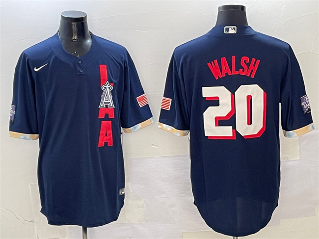 Personalized Men’s Los Angeles Angels #20 Jared Walsh 2021 Navy All-Star Cool Base Stitched Baseball Jersey