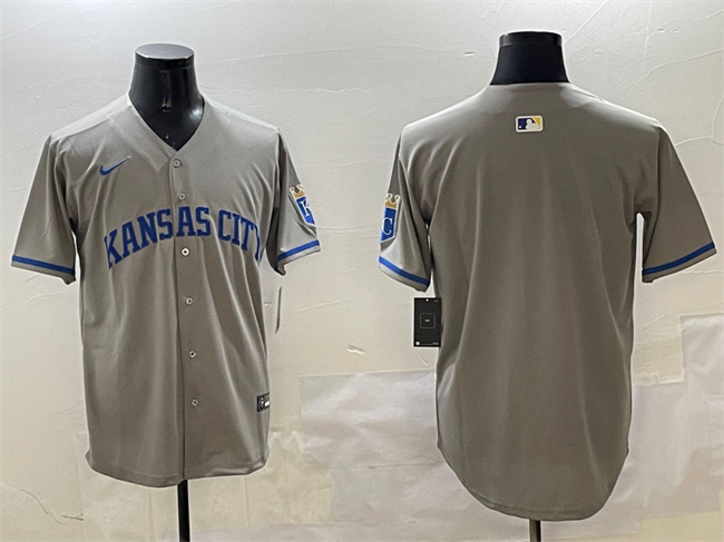 Personalized Men’s Kansas City Royals Blank Grey 2024 Away Limited Stitched Baseball Jersey