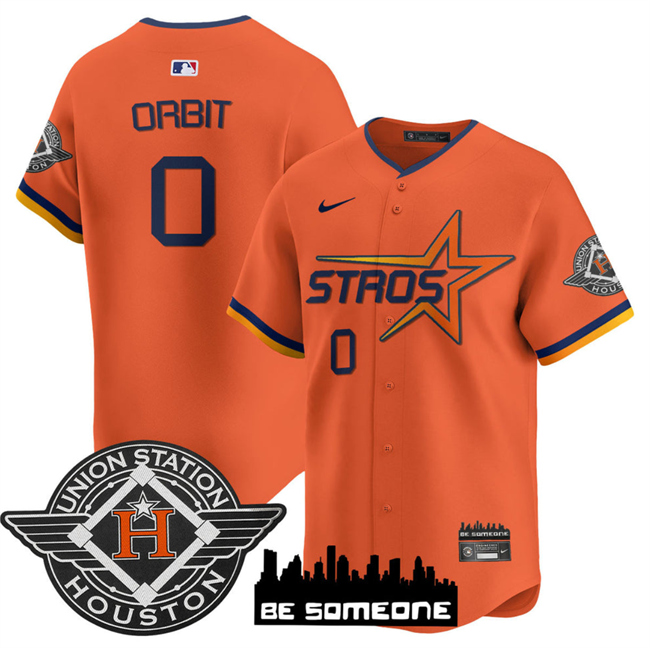 Personalized Men’s Houston Astros #0 Orbit Orange 2025 City Connect Limited Stitched Baseball Jersey