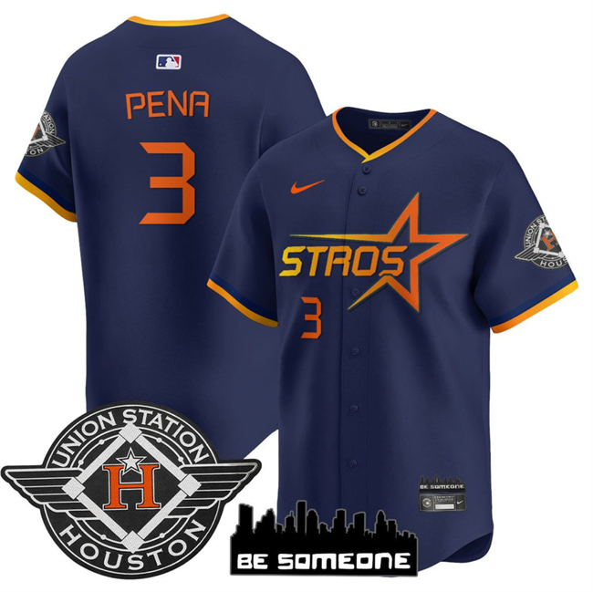 Personalized Men’s Houston Astros #3 Jeremy Pena Navy 2025 City Connect Limited Stitched Baseball Jersey